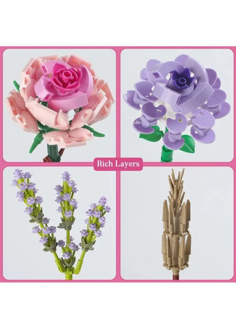 3D конструктор «Цветы» для детей и взрослых, 393 детали, пластиковый, развивающий набор-головоломка, для создания букета No Brand (364191314)