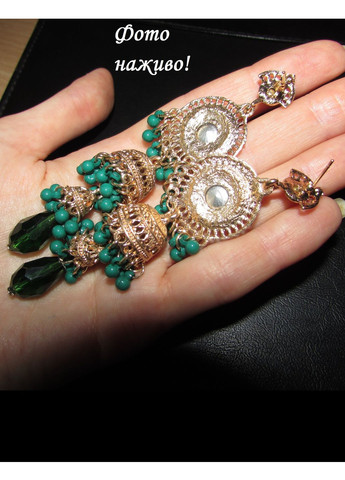 Розкішні зелені сережки джумки - індійський стиль, 1331 Fashion Jewelry (350936903)