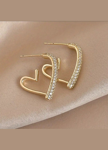 Женские серьги "Сердечки" с камнями, цвет золото No Brand (314872909)