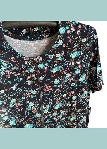 Халат женский хлопковый черный Цветы W3337-2 Samo (344589612)