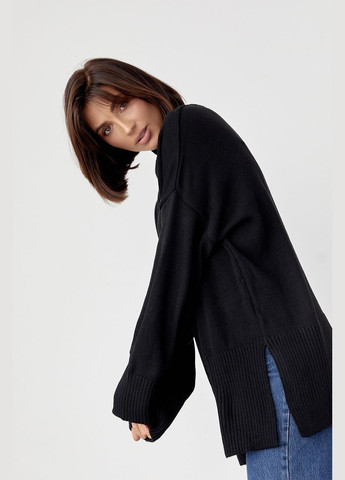 Женский вязаный свитер oversize с разрезами по бокам 7331 Lurex (280910269)