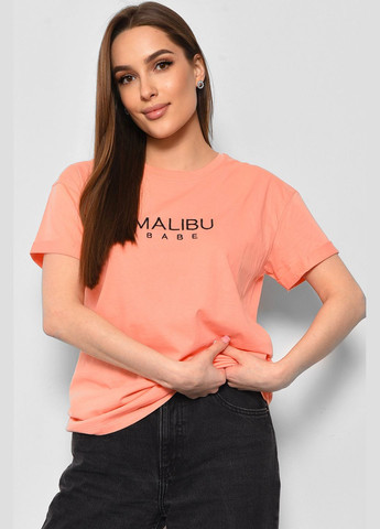 Коралова літня футболка жіноча коралового кольору Let's Shop