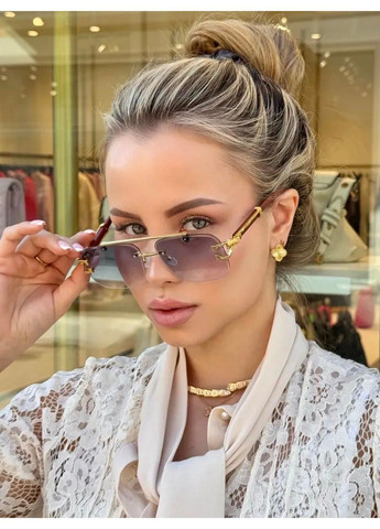 Очки солнцезащитные унисекс квадратные Jaguar безободковые градиент черные No Brand (362135828)