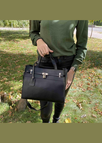 Жіноча сумка з декоративним замком із екошкіри, класична чорна (sku_774А) No Brand (330576759)