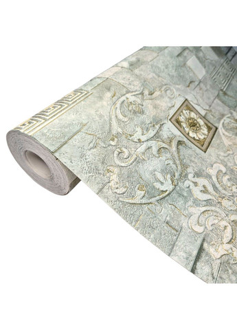 Шпалери вінілові 10.05 × 0.53 м Слов’янські шпалери 5792-04, зелені для спальні, кухні, вітальні, коридору Слов'янські шпалери (340275520)