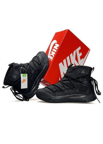 Черные зимние кроссовки мужские зимние nike No Brand ACG Air Terra Antarktik Fur All Black