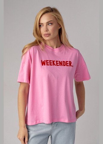 Рожева літня трикотажна футболка з написом weekender Lurex