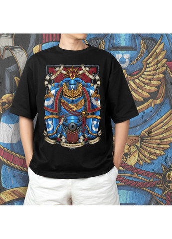 Чорна футболка з принтом warhammer 40k - ultramarines No Brand