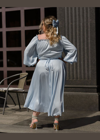 Блакитна жіноча сукня міді з шовку армані блакитний Maybel