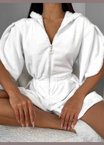 Белая всесезон теплая пижама-комбинезон женская No Brand