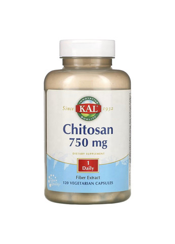 Хітозан Chitosan 750мг - 120 вег.капсул KAL (293516652)
