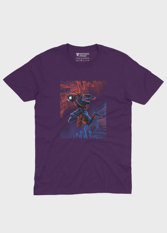 Фиолетовая демисезонная футболка для девочки с принтом супергероя - человек-паук (ts001-1-dby-006-014-061-g) Modno