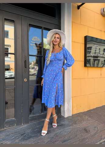 Синее универсальное платье миди Fashion