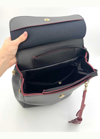 Молодіжний рюкзак-сумка з екошкіри для дівчат «Серце» чорний з червоним WeLassie (298566906)