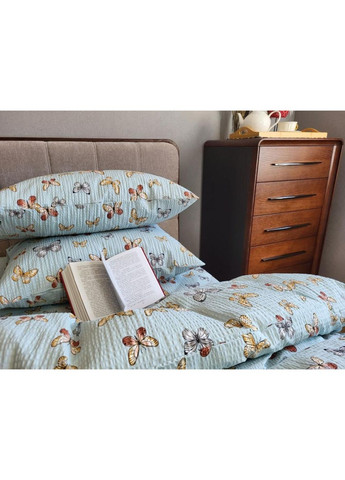 Постільна білизна Політ блакитний, ранфорс гофра (жатка) Полуторний розмір, наволочки 70/70 No Brand (364220827)