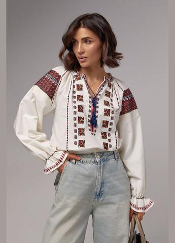 Женская вышиванка на завязках с рукавами-регланами Lurex (282396929)