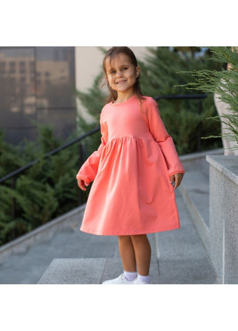 Коралловое платье для девочек с длинным рукавом Trendy Tot (371262564)