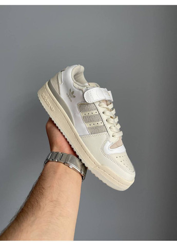 Белые демисезонные кроссовки мужские и женские adidas forum 84 beige white grey | адидас форум 84 бежевые белые серые No Brand