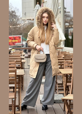 Бежева зимня куртка жіноча зимова бежева подовжена No Brand Жіноча зимова куртка