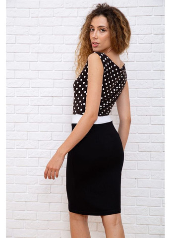 Чорна коротка пряма сукня, чорного кольору в горох, 167r099 Ager