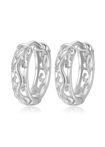Серьги кольца серебристые с узорами драконов AurumLux117 Liresmina Jewelry (312229159)