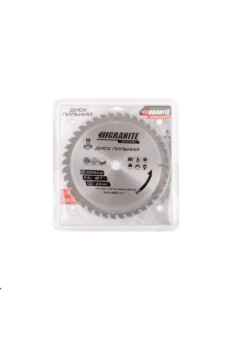 Диск пильний для дерева з твердосплавними напайками, 230х22.2х40Т, 8000 об/хв. Grey (5-23-040) Granite (340910818)