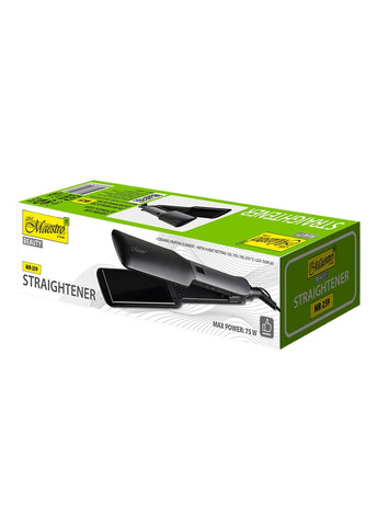 Выпрямитель для волос 75Вт с регулировкой температуры 120-210°C, черный Maestro (332631896)