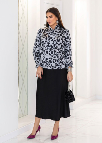 Черная офисная, коктейльный, вечерний однотонная атласная юбка No Brand колокол