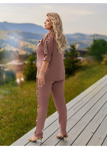 Костюм деловой, тройка: "Лео- лампасы" с лео втавками мод ВДЖВ-1032, мокко, 56-58 No Brand (355469581)