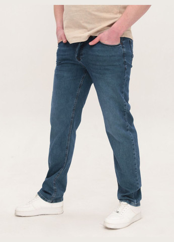 Синие летние прямые джинсы мужские сине-зеленые прямые со стрейчем большой размер Пряма ARCHILES