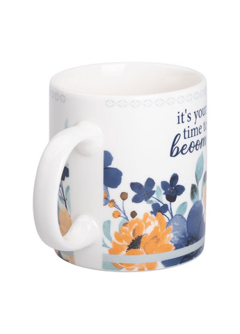 Чашка керамічна з квітковим принтом 400 (мл) для чаю та кави Біла Liling Rongxiang Ceramic (357207153)