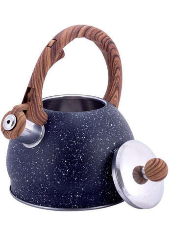 Чайник Whistling Kettle Marble 2л из нержавеющей стали со свистком, черный мрамор Kamille (329895847)