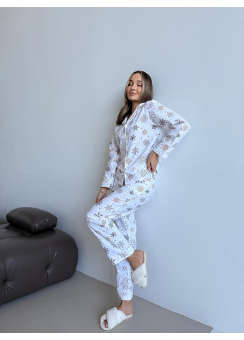 Молочная всесезон домашний костюм пижама из хлопка рубашка + брюки Vakko