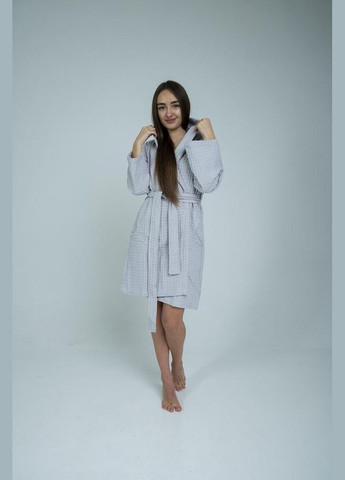 Жіночий вафельний халат із капюшоном « », Вафельна, Сірий, SM Lelit (307088540)