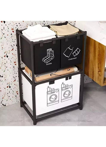 Корзина для белья двухуровневая на 3 отделения | Тканный органайзер 97×57×28 см No Brand SKLM-24 (361319032)