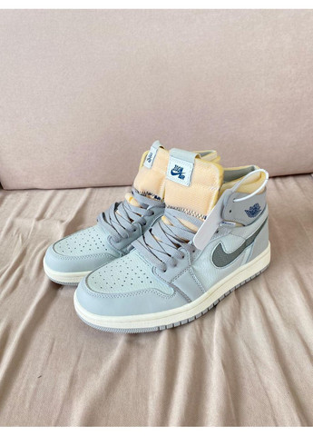 Серые демисезонные кроссовки мужские nike air jordan 1 zoom comfort london найк аир джордан No Brand