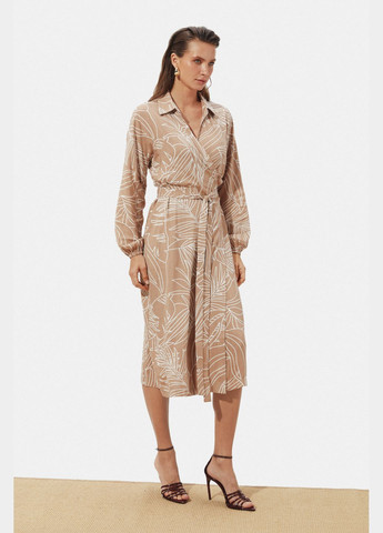 Бежевое повседневный платье ST-Seventeen однотонное