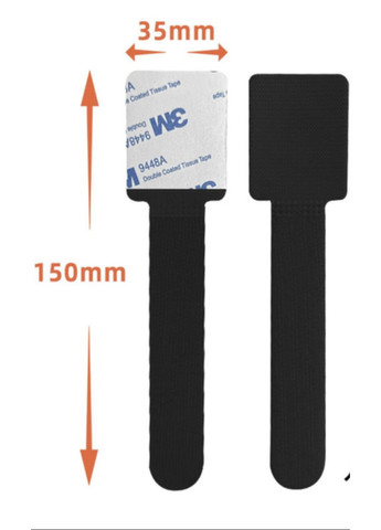 Липучка для кабеля фиксатор-стяжка органайзер кабель менеджмента держатель 3М L 5 шт Черный REO (355889241)