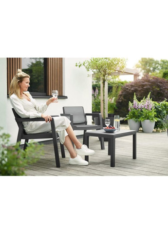 Комплект садових меблів Emily Balcony Set without cushions (без подушок) 2 крісла + 1 стіл графіт 247062 Keter (317304084)