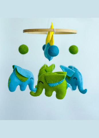Дитячий мобіль на ліжечко для немовлят ручної роботи WooolyWool «Слоненята» No Brand (342757835)