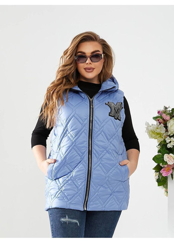 Жилетка женская стеганная с капюшоном и нашивкой в камне (Замеры в описании) DK/DL Мода без кордонів (366725498)