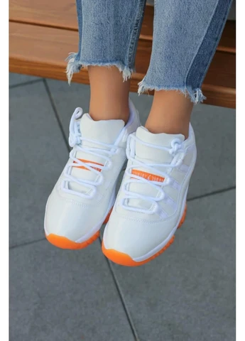 Білі літні кросівки nike air jordan retro 11 white orange найк аір джордан No Brand