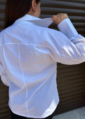 Белая повседневный рубашка однотонная Tik-Tak с длинным рукавом