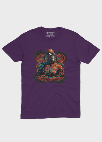 Фіолетова демісезонна футболка для дівчинки з принтом супергероя - людина-павук (ts001-1-dby-006-014-040-g) Modno