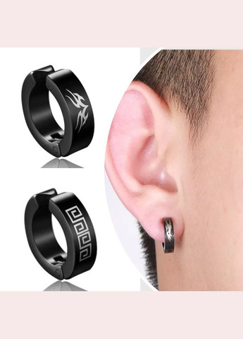 Мужские серьги-клипсы с узором из стали на одно ухо готические серьги без прокола No Brand (338228669)