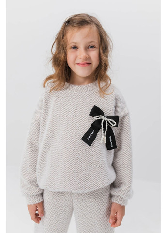 Бежевий демісезонний костюм для дівчинки «міра» (світшот та штани) з ангори denchik (dn-8571) Деньчик