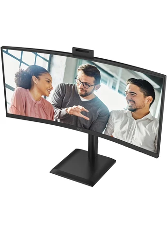 TFT 34" CU34E4CW, WQHD, VA, 120Гц, изогнутый, 2xHDMI, DP, USB-C, RJ-45, USB-hub,cam,HAS, кол., AOC (377470612)