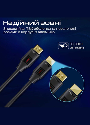 Кабель ProLink HDMI – HDMI v.2.0 (M/M), 1.5 м, Black (prolink4k60-150) Promate (336954929)