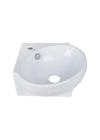 Комплект Leo N: Раковина подвесная угловая овальная 380x360x130 мм WHITE + Донный клапан PU02O Qtap QT11115010WN47331 (346492545)