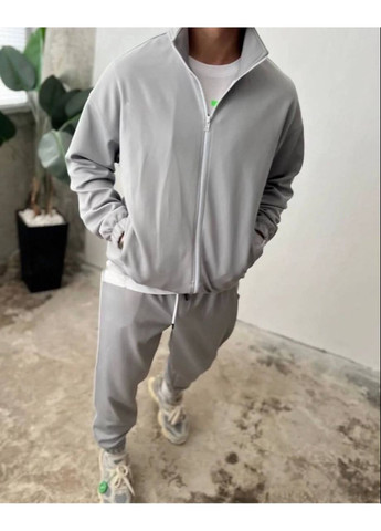 Серый демисезонный костюм мужской на молнии не утеплен No Brand